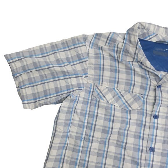 Columbia Mens Size Large Blue Plaid Short Sleeve Button Front Shirt‎ - Picture 2 of 8